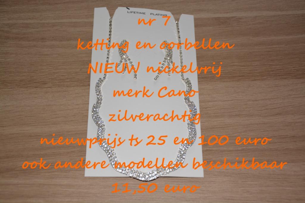 7. Juweelset : ketting en oorbellen , NIEUW ,  @LAATSTE STUK, Overige materialen, Met strass, Verzenden, Wit
