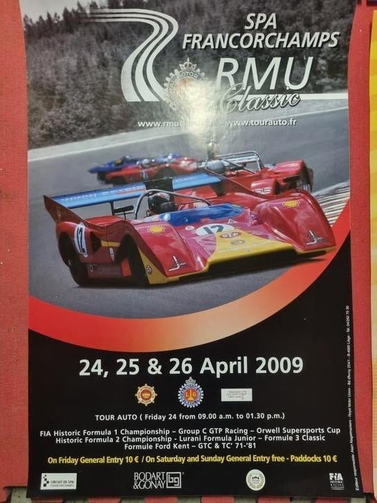 Lot de 6 affiches spa francorchamps, Enlèvement ou Envoi
