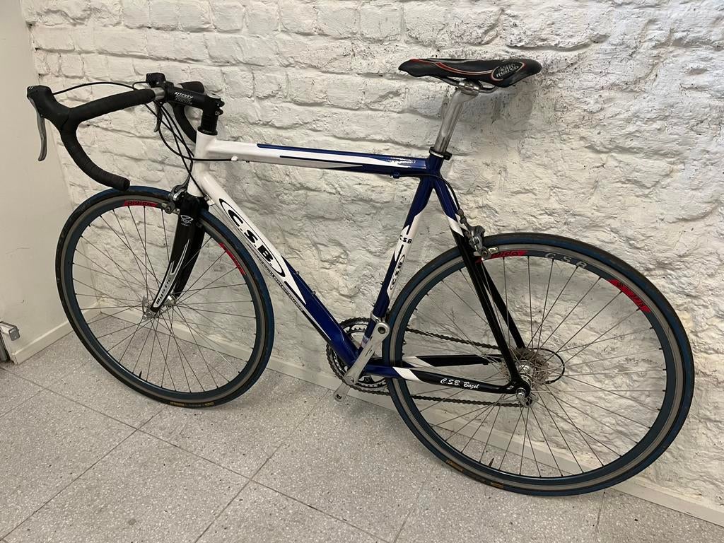 Blauw-witte alu koersfiets C.S.B - maat 54, Autres marques, Aluminium, Enlèvement, 28 pouces