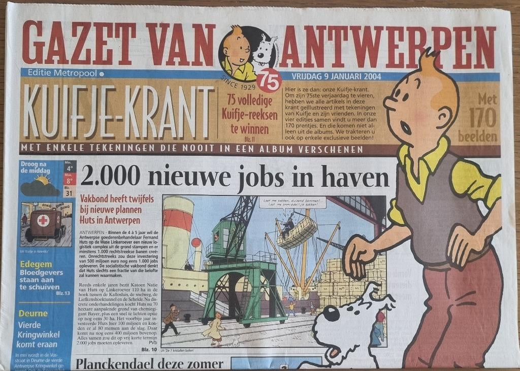 Tintin Tintin Journal Gazet Van Antwerpen Metropool, Enlèvement ou Envoi, 1980 à nos jours, Journal