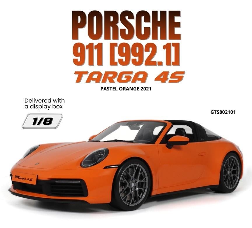 Porsche 992 Targa 4S 1/8 met vitrine nieuw, Ophalen of Verzenden, Nieuw, 1:5 t/m 1:8, Auto