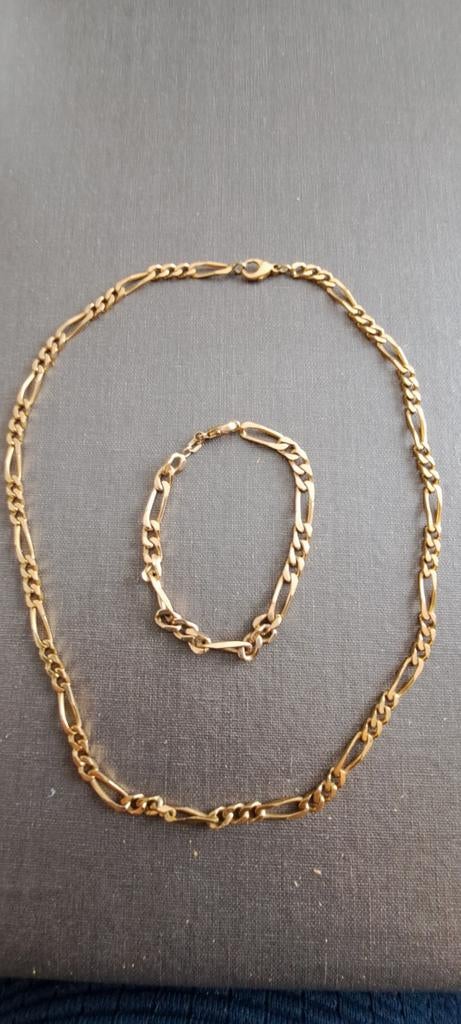 Gourmette et collier plaqué or, Bijoux, Sacs & Beauté, Enlèvement, Utilisé, Or