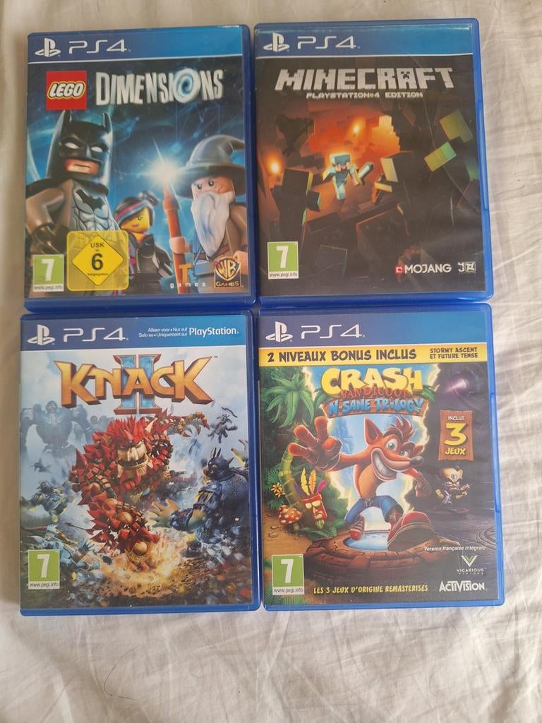 Famillial: Minecraft + Crash Bandicoot + Lego + knack2, 1 joueur, À partir de 7 ans, Comme neuf, Autres genres