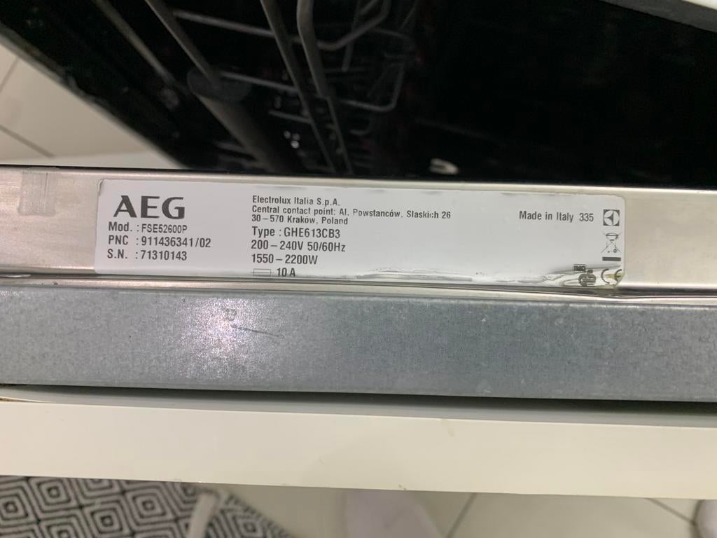 Lave vaisselle AEG « FSE52600P » pour pièces., Electroménager, Lave-vaisselle, Encastré, Enlèvement, Ne fonctionne pas, 60 cm ou plus