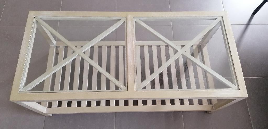 Table de salon cérusée, Enlèvement, Utilisé, Rectangulaire, Verre