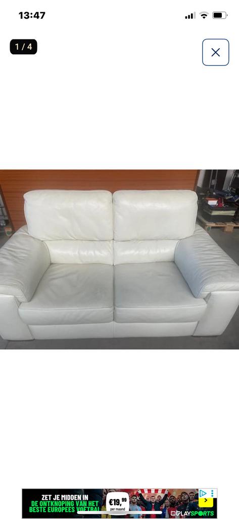 Witte leren zetel, Huis en Inrichting, Ophalen, Zo goed als nieuw