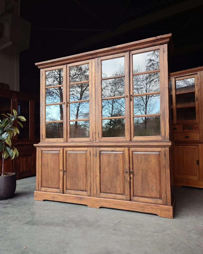 Antieke demontabele winkelkast | Teakhouten buffetkast #2444, Ophalen of Verzenden