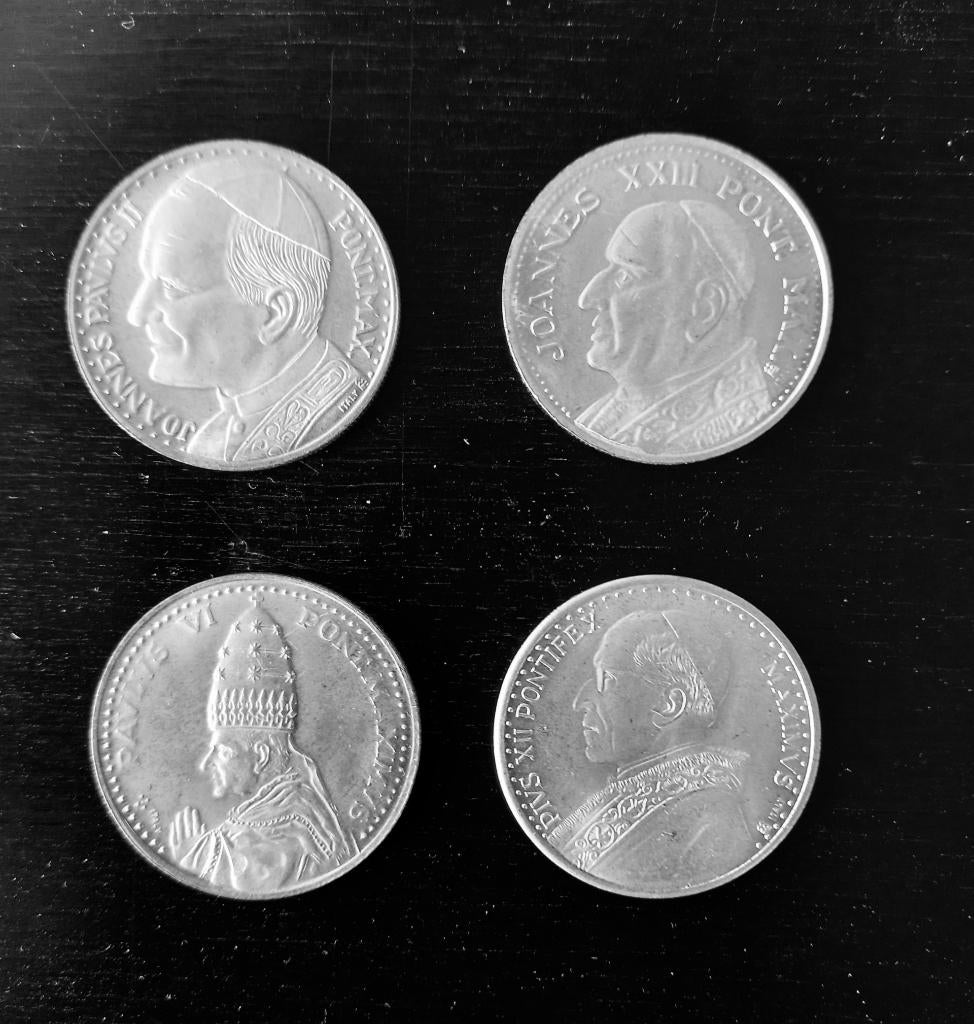 4 pièces vatican pape plaqué argent, Timbres & Monnaies, Monnaies | Belgique, Enlèvement ou Envoi, Plaqué argent, Argent