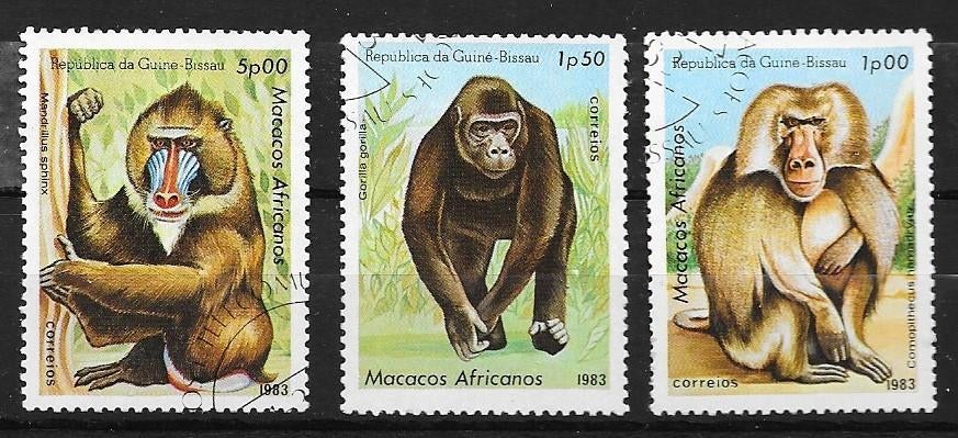 Timbres Mammifères Guinée singes, Envoi, Affranchi
