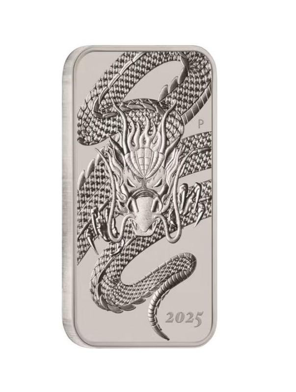 Perth Mint 1 oz silver RECTANGLE DRAGON $1 BAR 2025, Postzegels en Munten, Edelmetalen en Baren, Ophalen