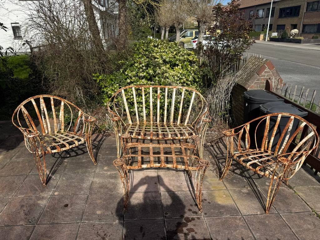 Antieke Franse tuinset, Enlèvement, Utilisé, Métal