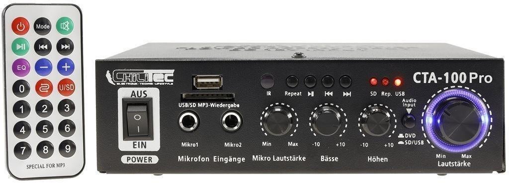 HiFi versterker "CTA-100 Pro" 100W 1x Line IN, USB/SD, FB,, Ophalen of Verzenden, Nieuw, Stereo