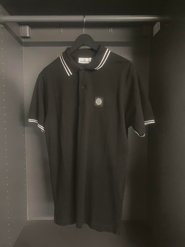 Stone island slim fit polo van piqué katoen, Kleding | Heren, Ophalen, Nieuw, Maat 46 (S) of kleiner, Zwart