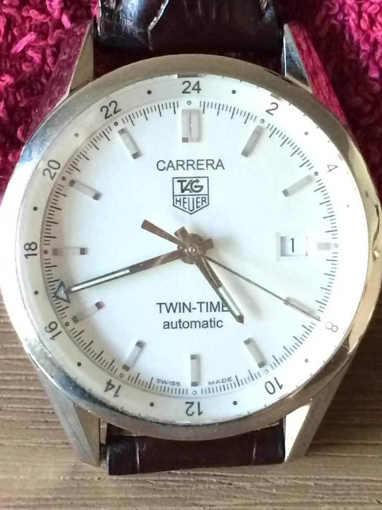 Tag Heuer WV2116 Carrera Twin Time, Montre-bracelet, Cuir, Acier, Enlèvement