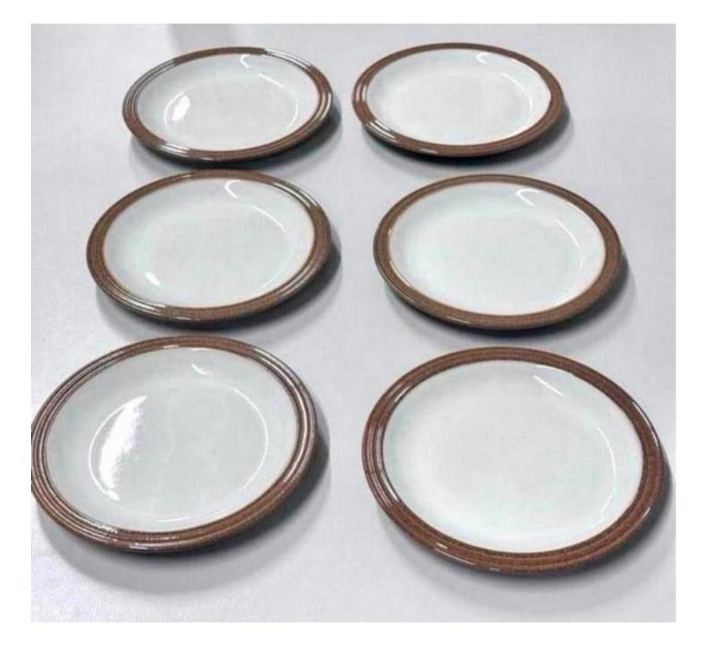 6X antiek servies Schotel schotels Denby zandsteen 16cm, Ophalen of Verzenden