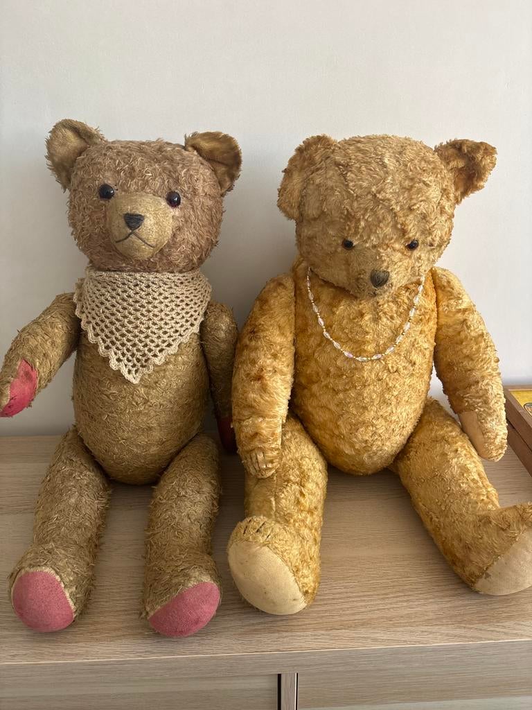 Zeer zeldzaam paar antieke teddyberen (ca. jaren 1930), Verzamelen, Beren en Cherished Teddies, Zo goed als nieuw, Verzenden