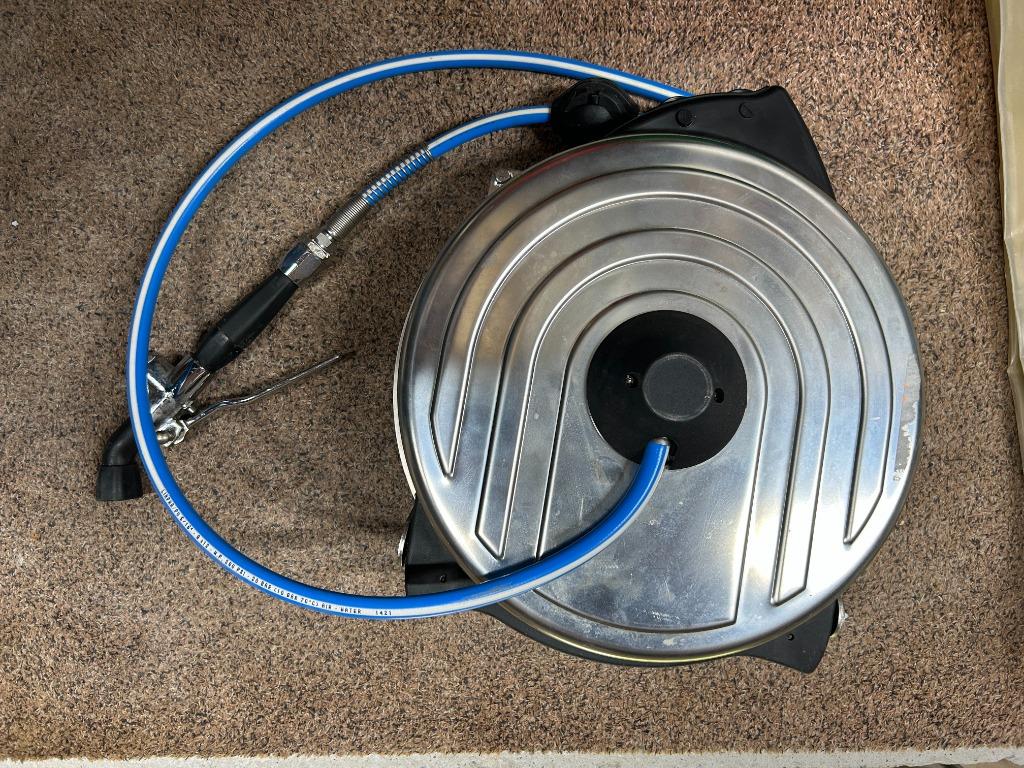 Haspel RVS dia 10x14 12m - warm water tot 70 graden, Ophalen of Verzenden, Zo goed als nieuw, Tuinslanghaspel