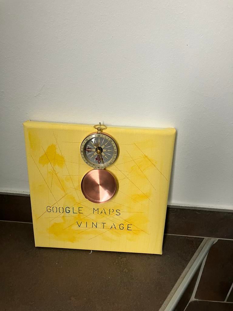 Kunstwerk/deco met antiek kompas, Antiek en Kunst, Ophalen of Verzenden