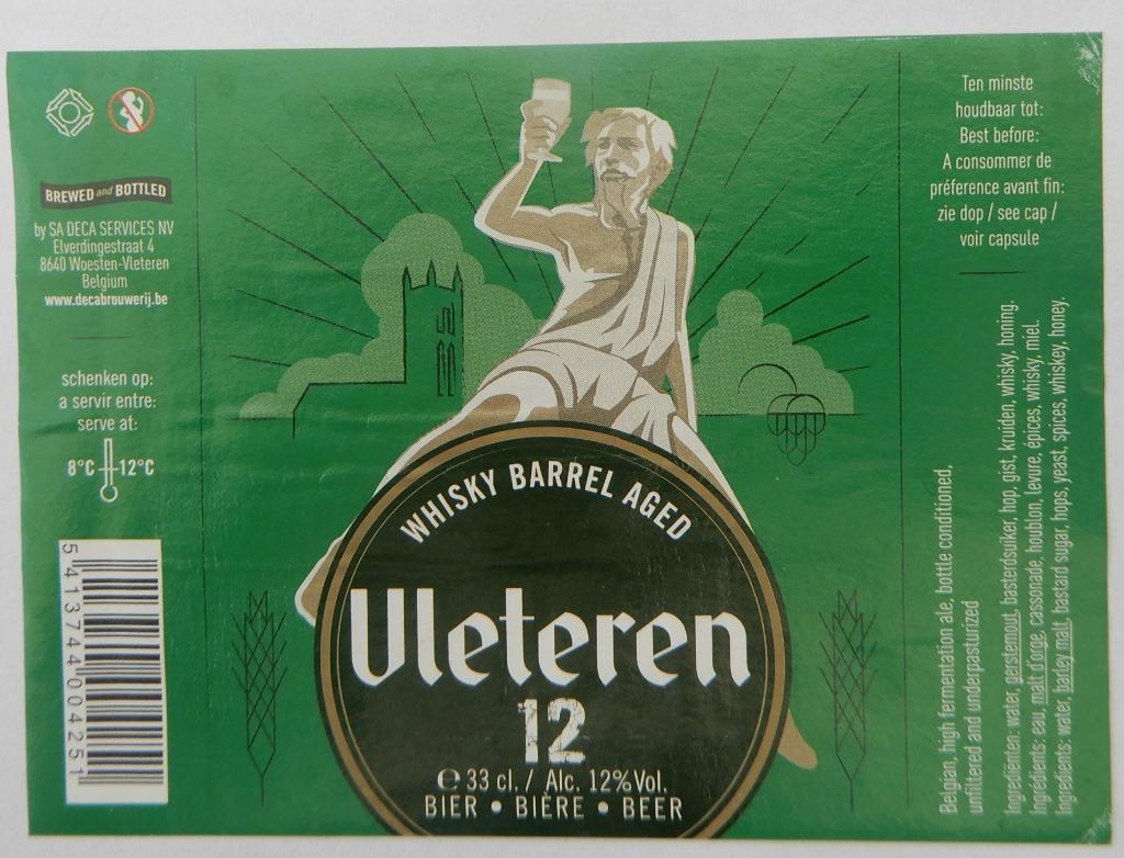 Bieretiket Vleteren 12 Whisky Br. SA DECA Services (9e9), Verzenden, Gebruikt