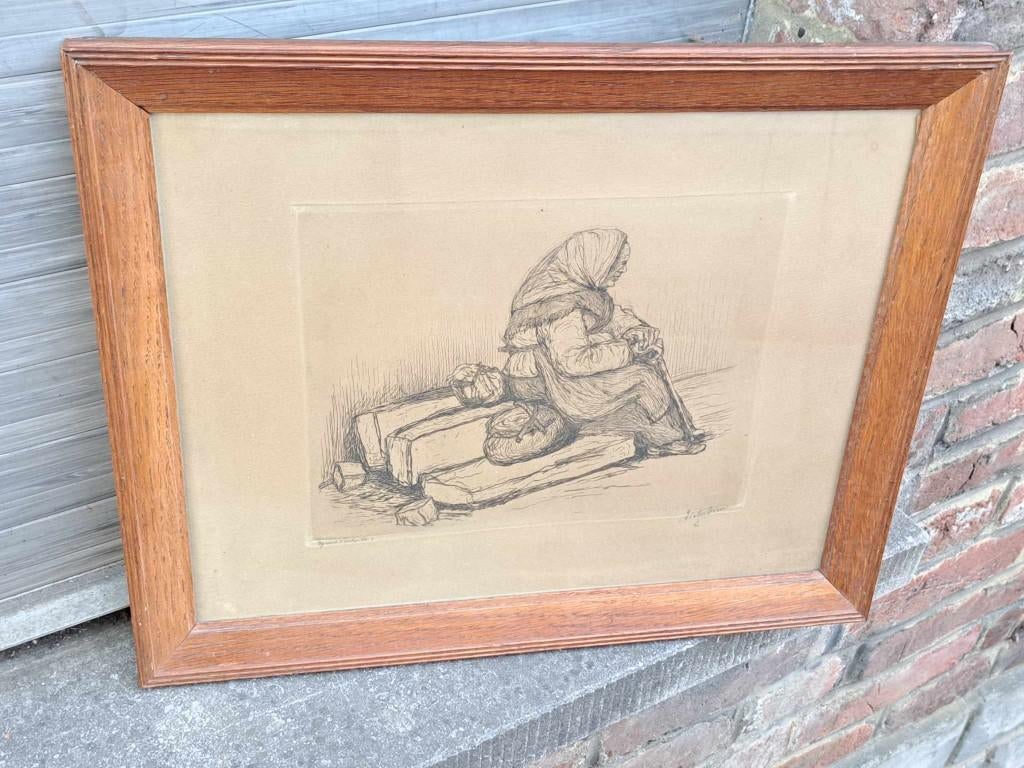 Gravure epreuve d artiste femme signe Victor dieu, Antiquités & Art, Art | Eaux-fortes & Gravures, Enlèvement ou Envoi