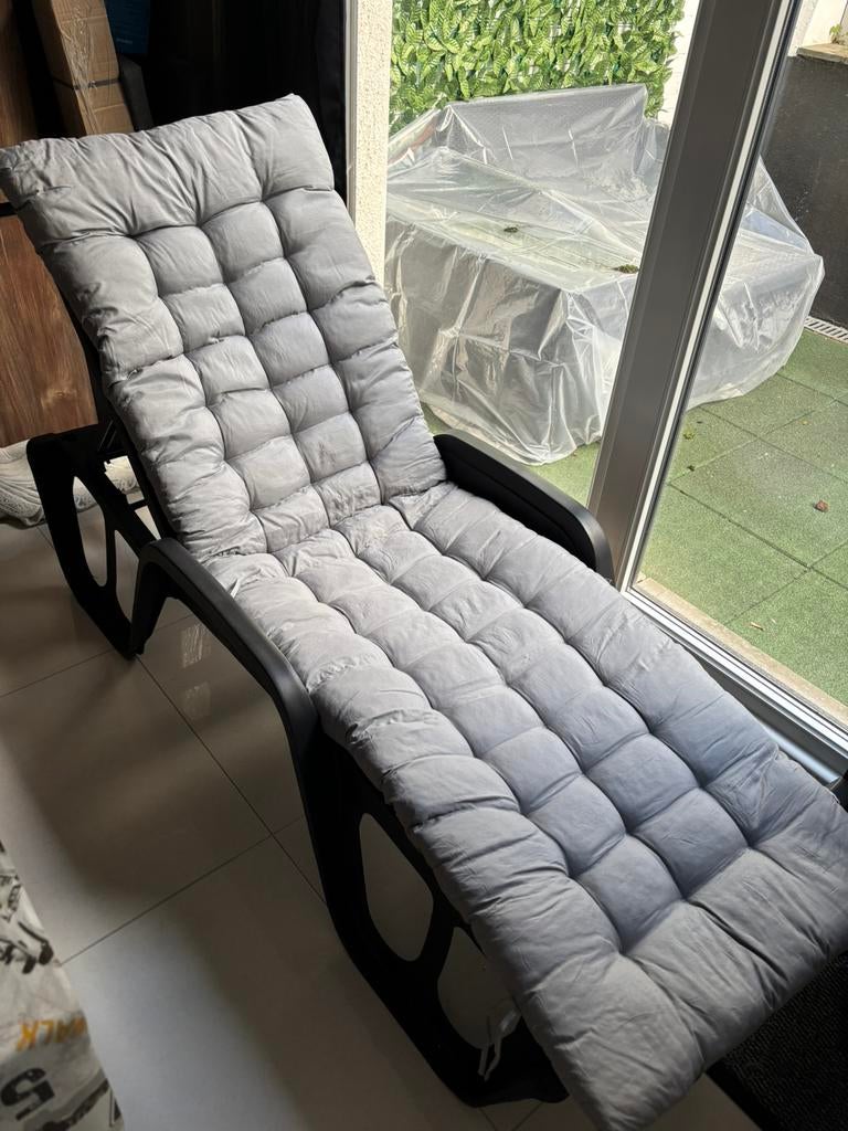 Transat avec coussin + parasol, Enlèvement, Comme neuf, Rotin, Pliant