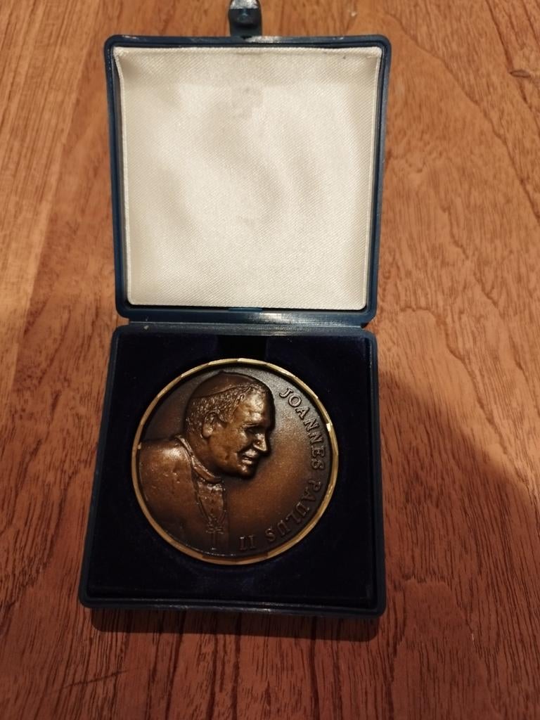 Bronzen medaille penning van Paus Johannes Paulus II., Antiek en Kunst, Ophalen of Verzenden