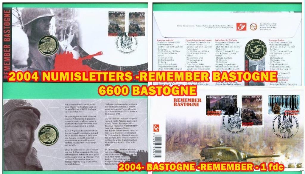 2004 -  1 NUMISLETTERS 2004 - 1 FDC -REMEMBER BASTOGNE, Collections, Enlèvement ou Envoi, Armée de terre, Autres types