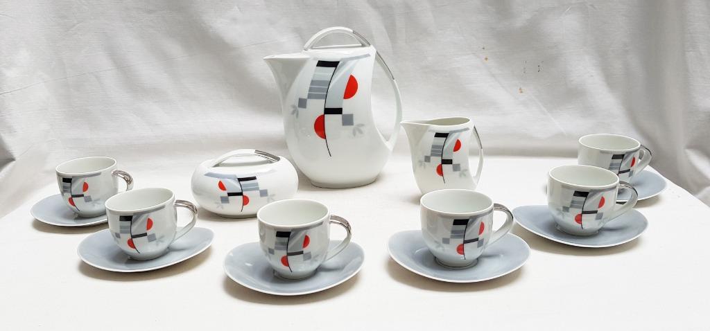 15 - delig Art Deco Koffieservies - Carlsbad - Studio line., Antiek en Kunst, Antiek | Servies compleet, Ophalen of Verzenden
