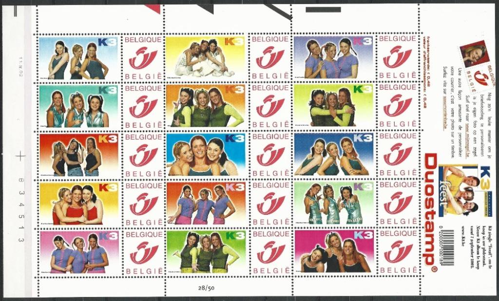 BELGIUM Duostamps - K3 - the originals, Postzegels en Munten, Orginele gom, Ophalen of Verzenden, Zonder stempel, Postfris
