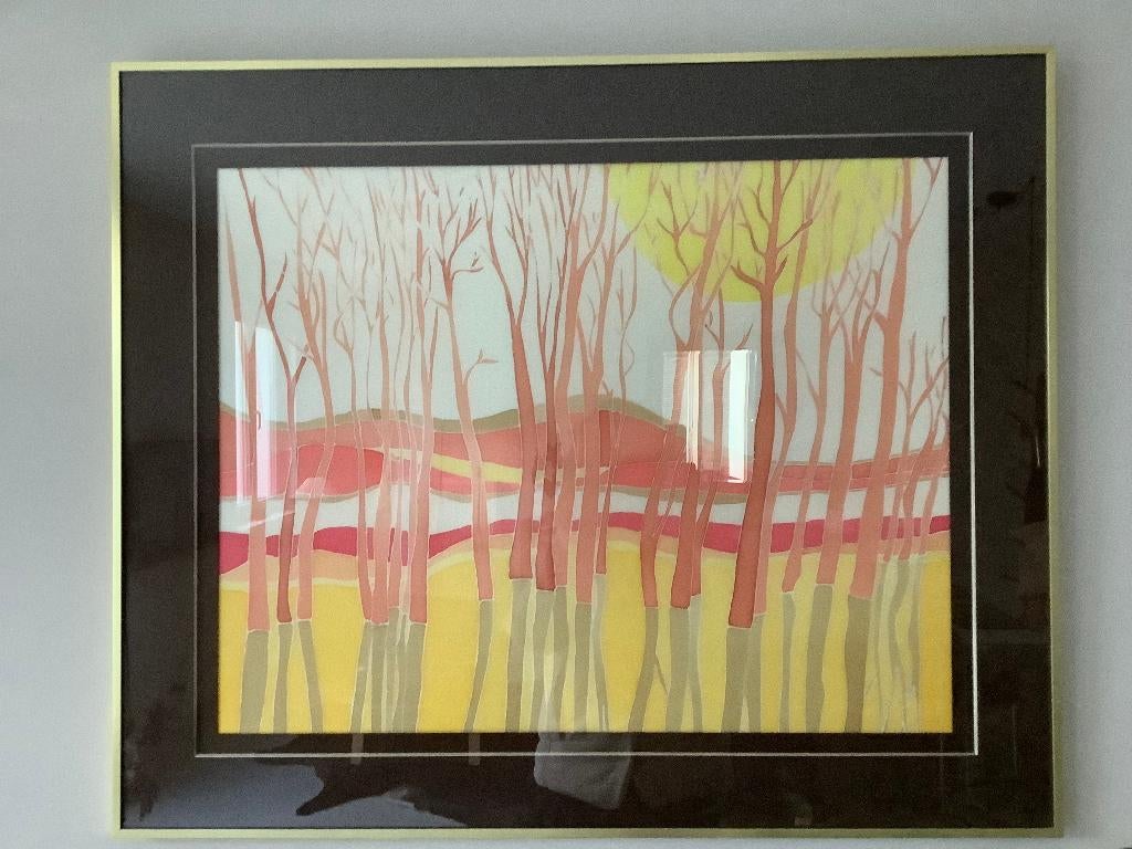 œuvre peinte encadrée sur soie, Enlèvement