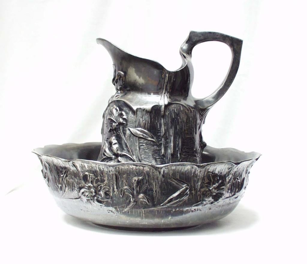 Art Nouveau Lampetstel - Tin., Antiek en Kunst, Ophalen of Verzenden