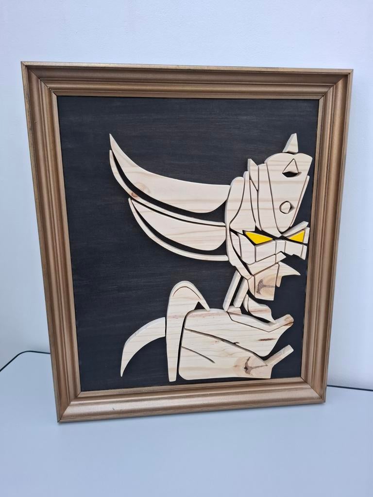 Tableau 70x58cm GOLDORAK assemblage morceaux bois