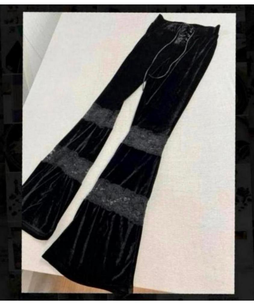 Killstar zwarte damesbroek Black Velvet bottoms S - Gothic, Zwart, Ophalen of Verzenden, Zo goed als nieuw, Maat 36 (S)