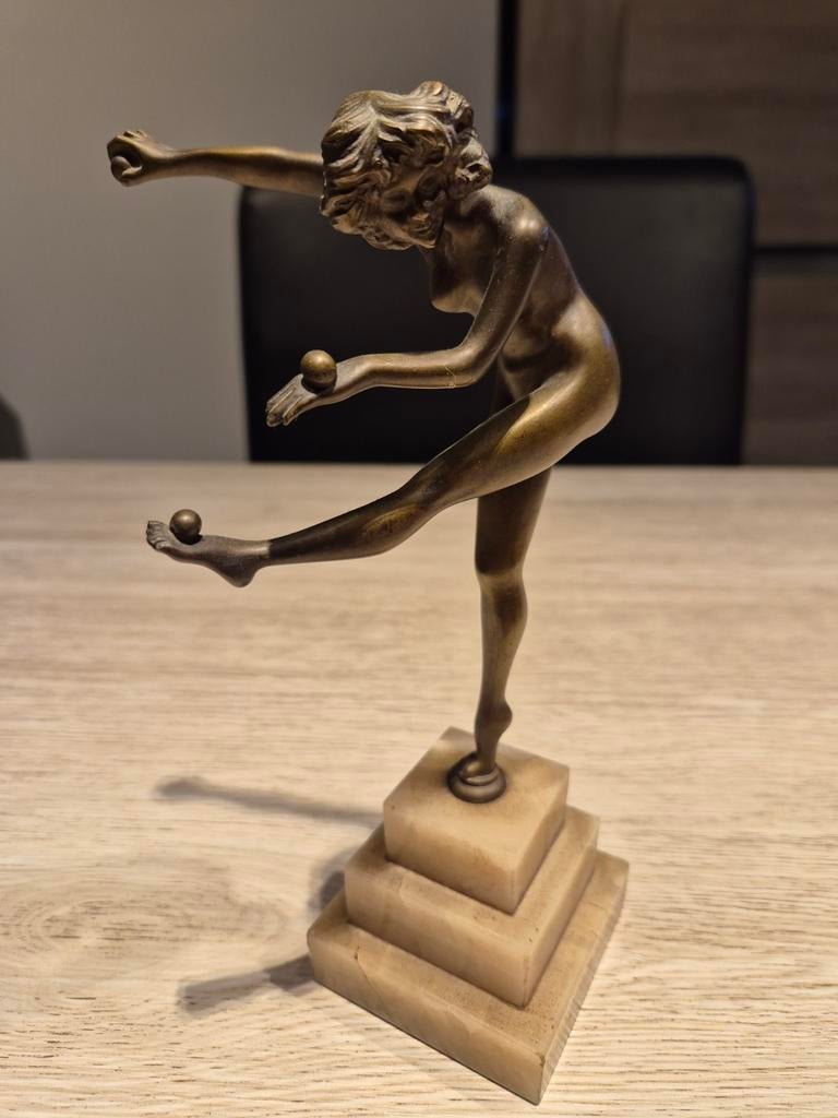 Bronze danseuse sur socle en marbre vintage Années 50/60, Enlèvement ou Envoi