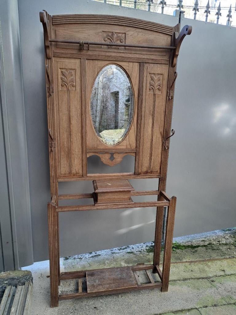 portemanteau art déco en chêne de 1930, Antiquités & Art, Enlèvement ou Envoi