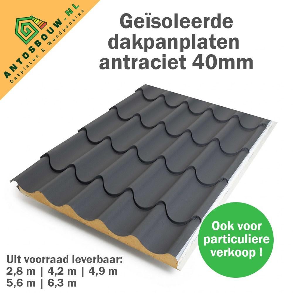 Geïsoleerde Dakpanplaten 40 mm dik, Doe-het-zelf en Bouw, Overige materialen, Zwart, Nieuw, 15 m² of meer