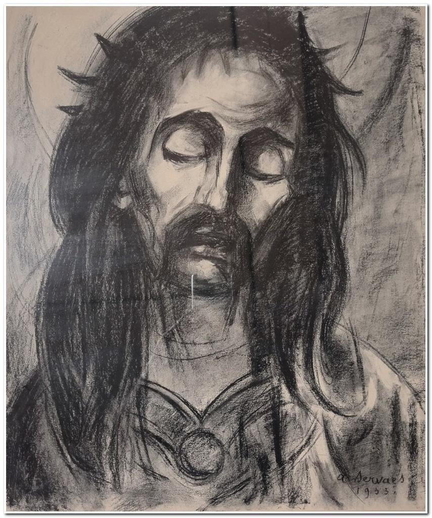 Albert Servaes (1883–1966) - Houtskooltekening op papier, Ophalen