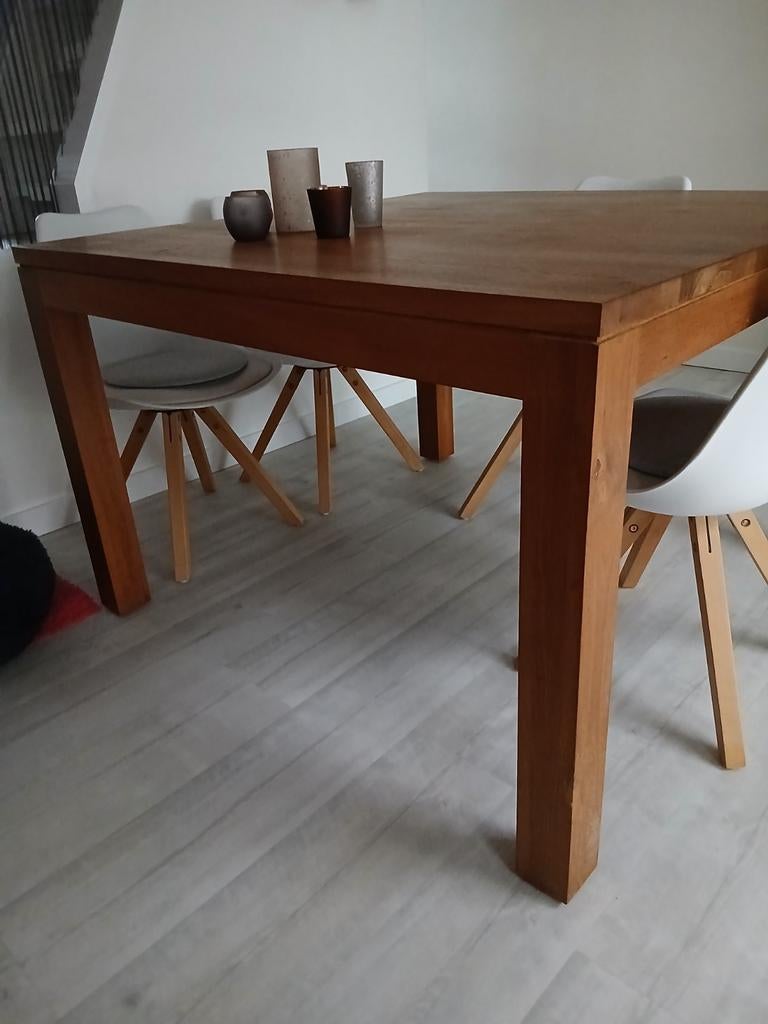 Mooie eettafel teak vierkant L 120 X 120 cm, Huis en Inrichting, Ophalen, Vierkant