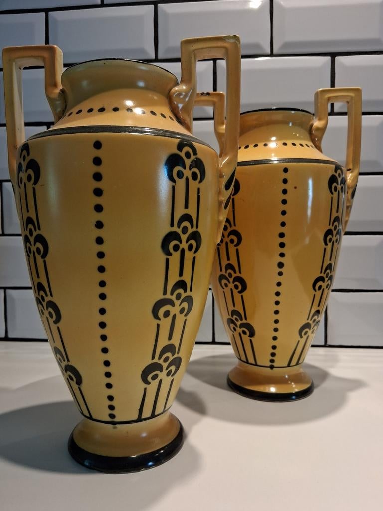 Koppel vazen: Charles Catteaux, Antiek en Kunst, Ophalen of Verzenden