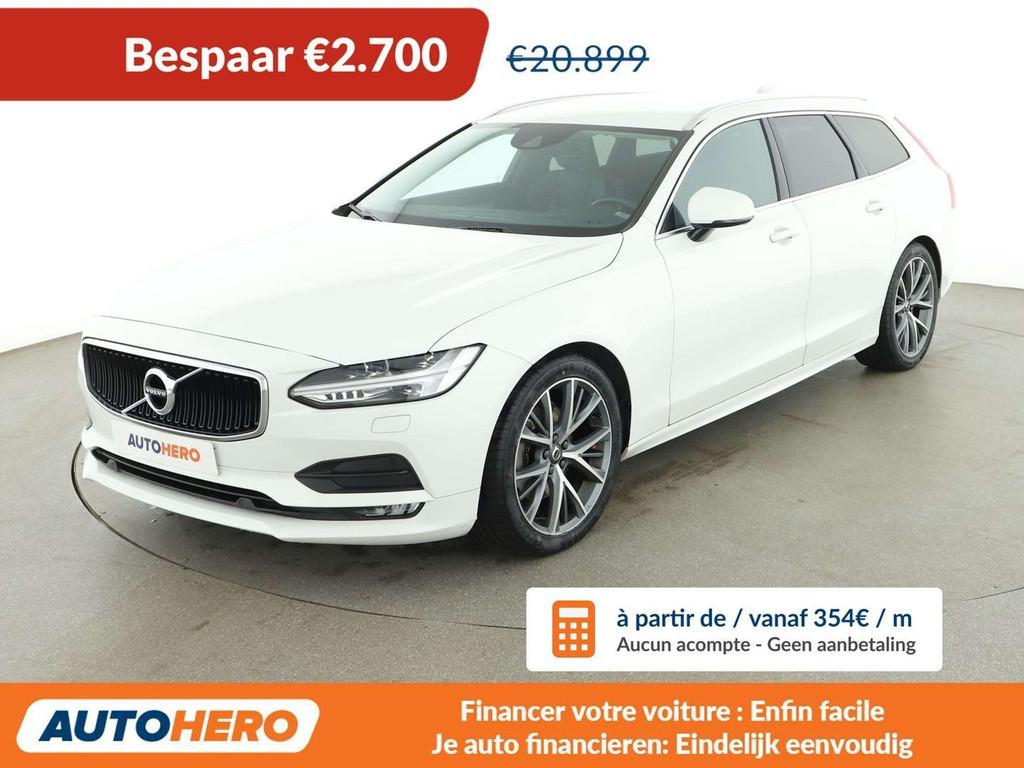 Volvo V90 2.0 D4 Momentum AWD (bj 2018, automaat), Auto's, Volvo, Automaat, 1969 cc, Wit, Leder