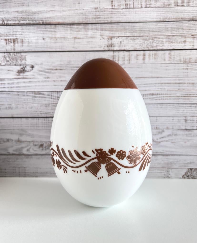 Pot en opaline en forme d'œuf au décor de Pâques marron, Gebruikt, Aucun, Aucun, Ophalen of Verzenden