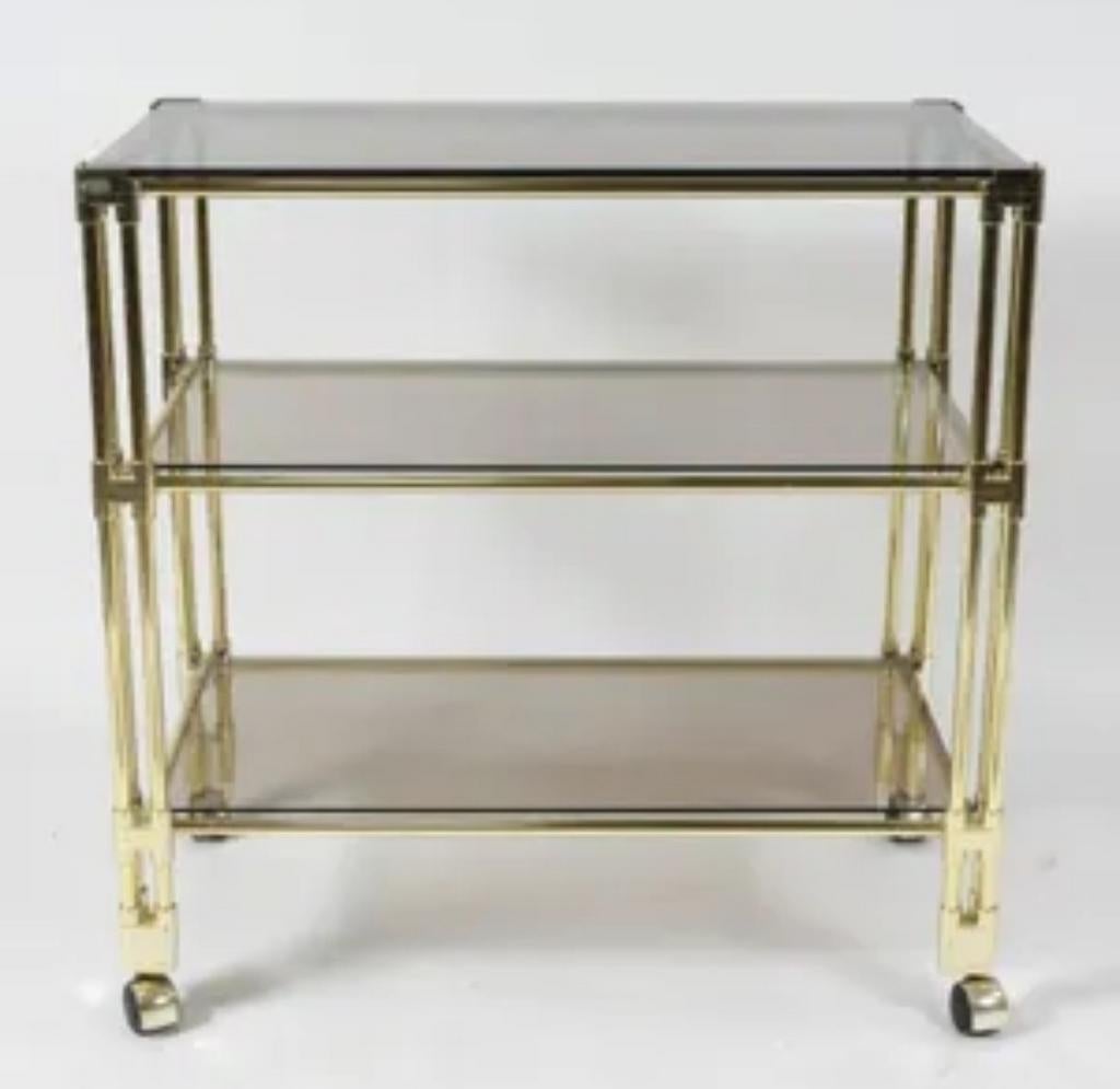 Desserte laiton mid century Regency état remarquable, Maison & Meubles, Enlèvement ou Envoi