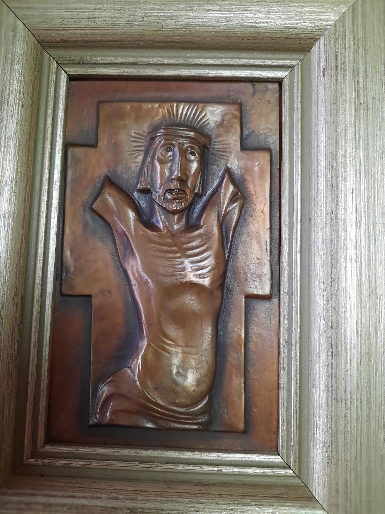 Bronzen kunstwerk, met kader, zeer decoratief, Antiek en Kunst, Ophalen, Brons