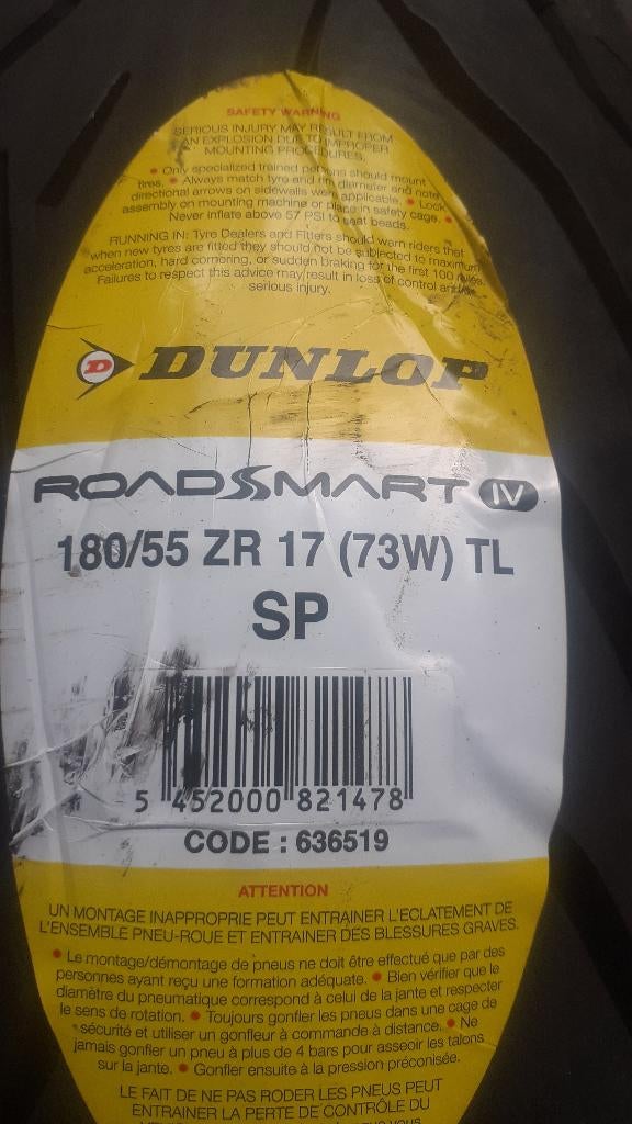 180/55/17 dunlop, Motos, Envoi, Neuf