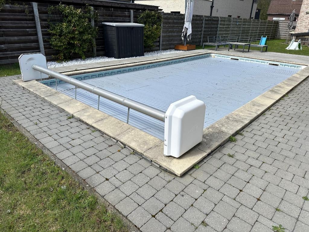 Automatisch zwembad rolluik Aquadeck 4x8m – volledig werkend, Tuin en Terras, Zwembad-toebehoren, Gebruikt, Afdekzeil, Ophalen