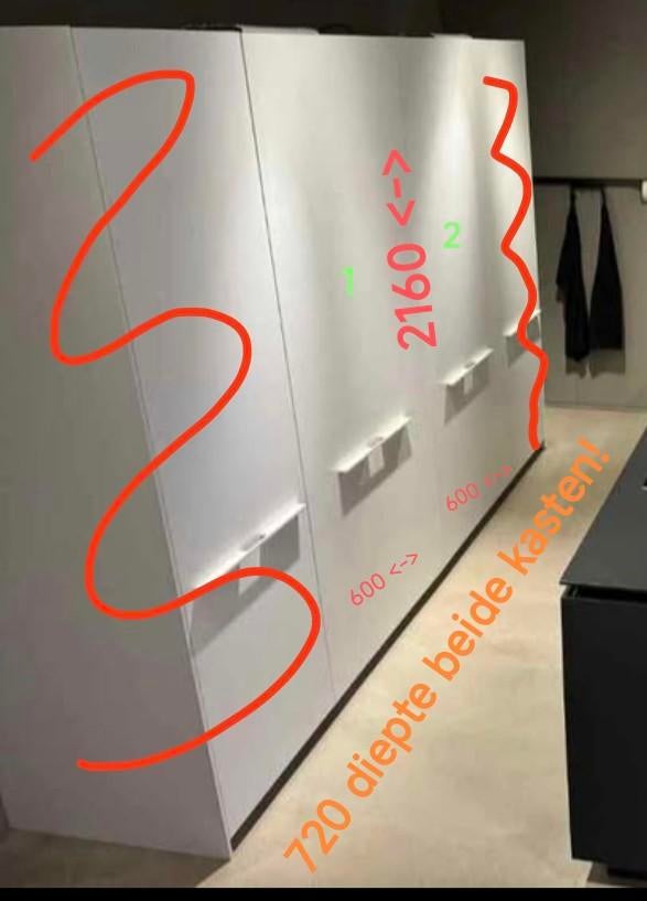 Set van twee XL keukenkasten (1800 b x 720 d x 2200 h), Enlèvement