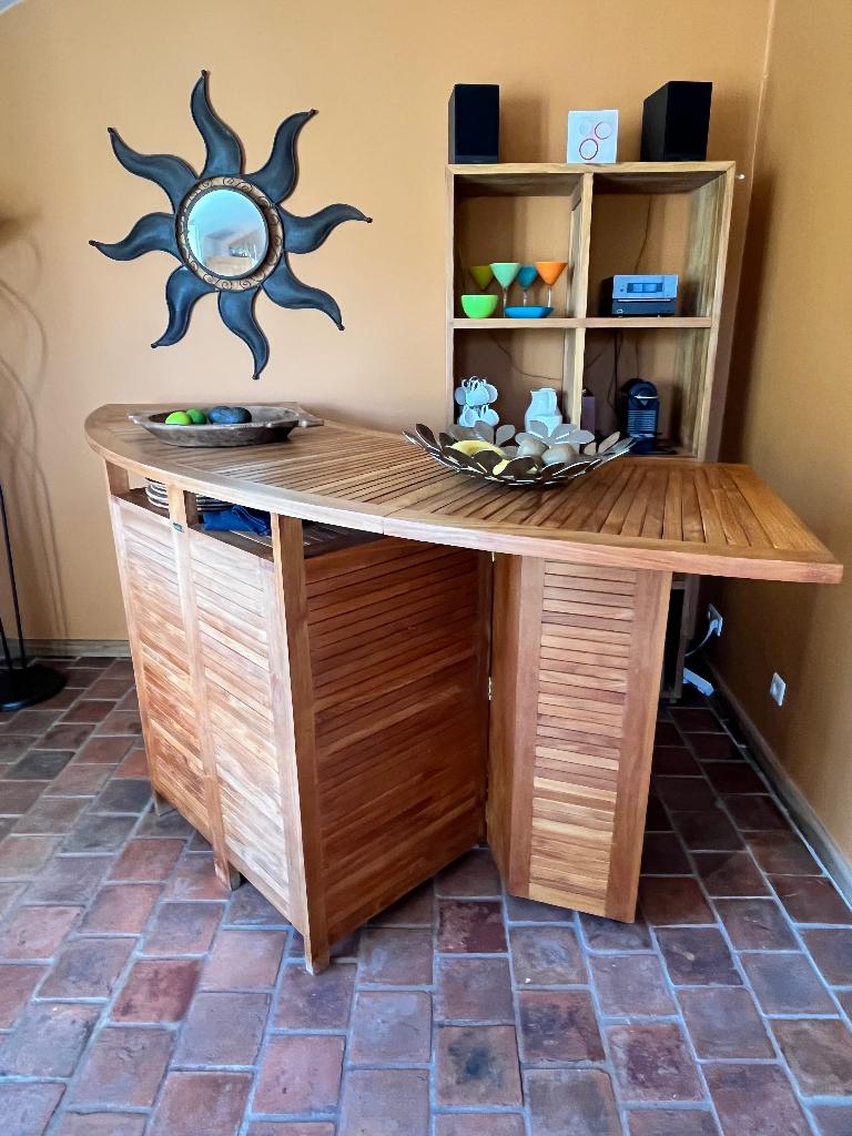 Bar en teck, Jardin & Terrasse, Enlèvement, Comme neuf, Ovale, Bois
