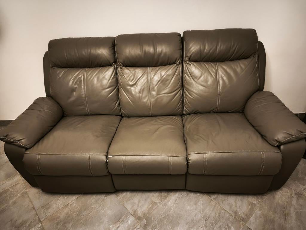 ️ Ensemble de canapés en cuir avec relax électriques – 3 p, Quatre personnes ou plus, Banc droit, Enlèvement, Utilisé