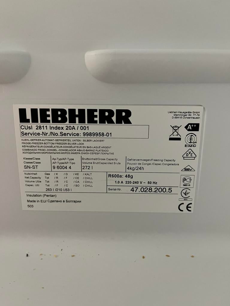Frigo combi  Liebherr, Elektronische apparatuur, Koelkasten en IJskasten, Ophalen, Met aparte vriezer, 160 cm of meer, Zo goed als nieuw