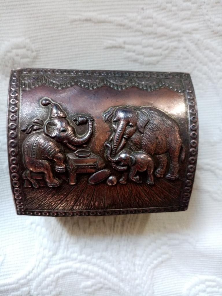 Boite à bijoux métal antimoine Japonaise 50s, Enlèvement ou Envoi, Utilisé, Autre